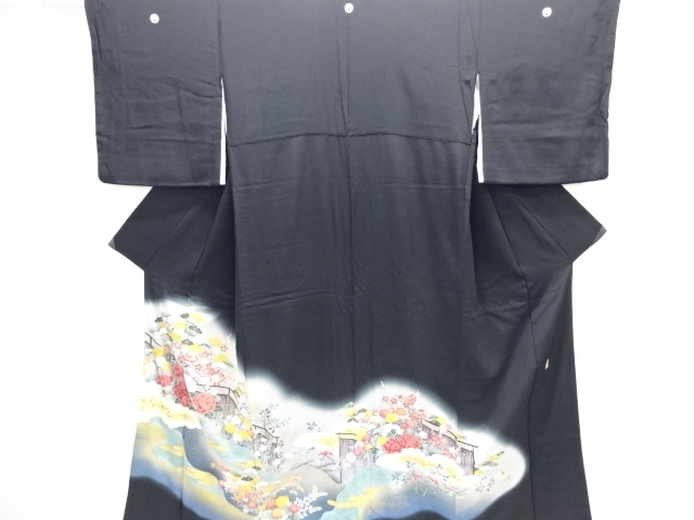 JAPANESE KIMONO / TOMESODE / EMBROIDERY / PEONY